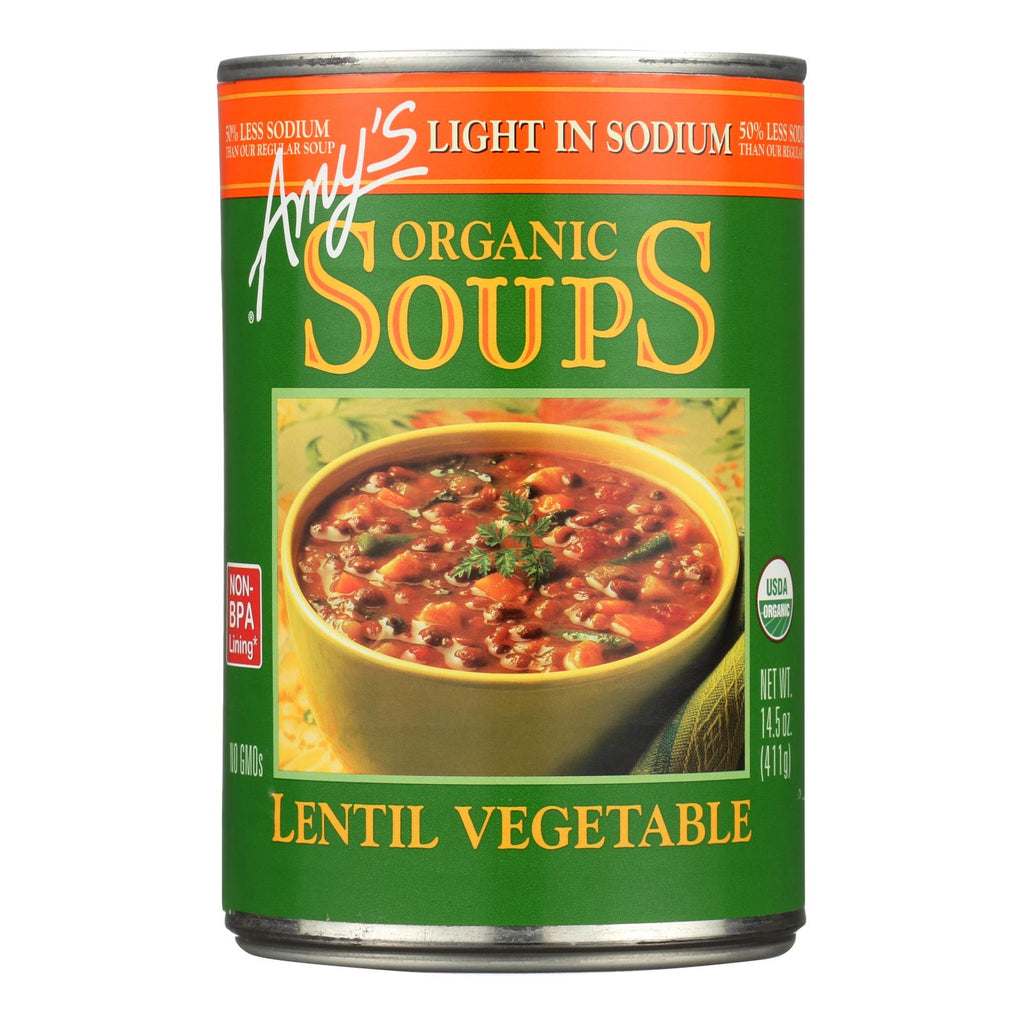 Amy's - Organic Lentil Vegetable Soup - Low Sodium - Case Of 12 - 14.5 Oz - Lakehouse Foods