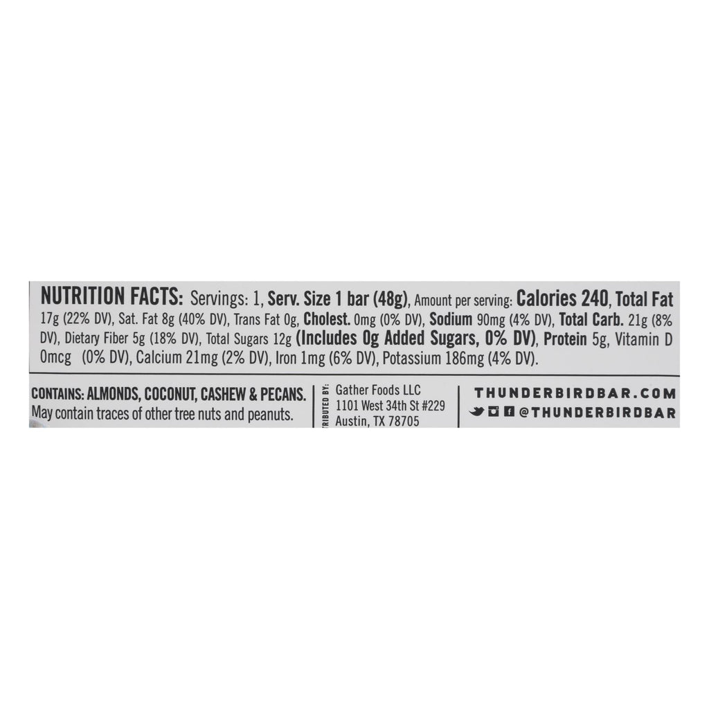 Thunderbird - Bar Chocolate Coconut Cashew - Case Of 12-1.7 Oz - Lakehouse Foods