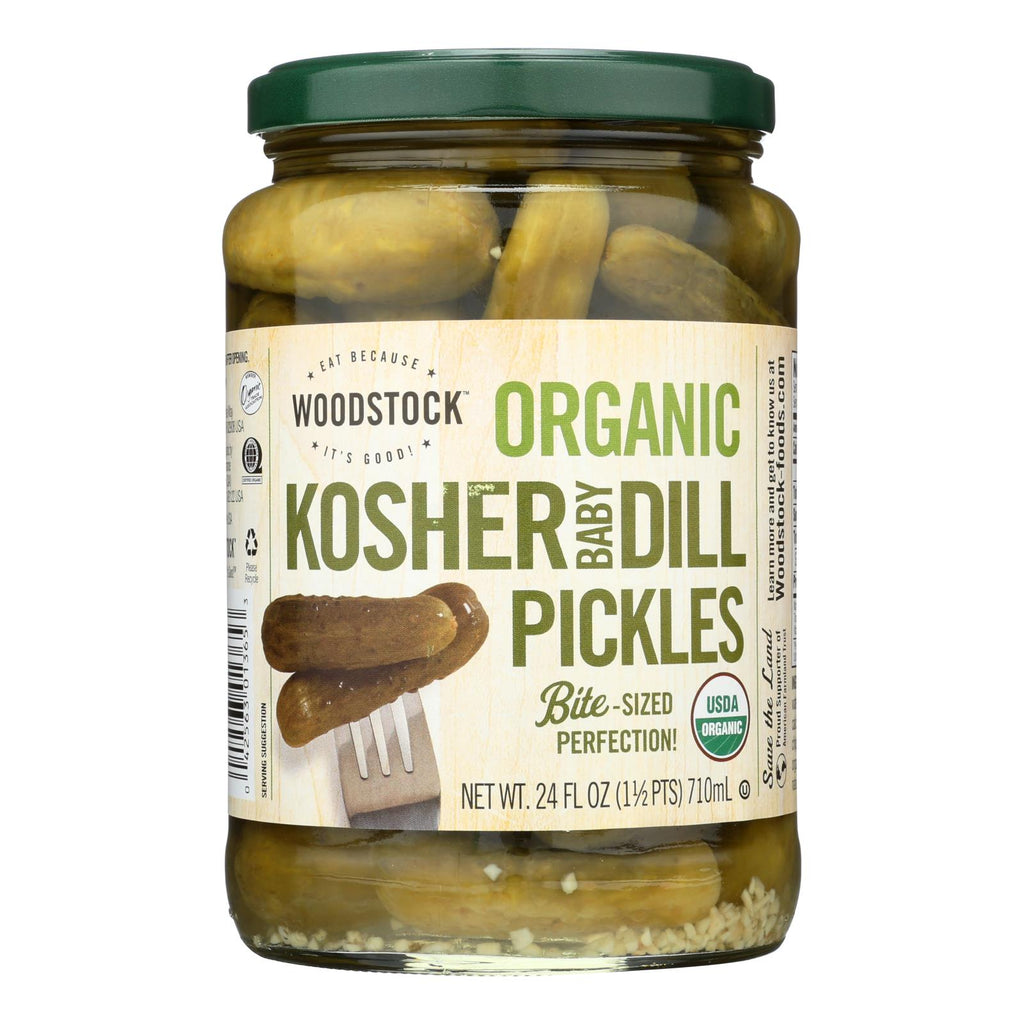 Woodstock Organic Kosher Baby Dill Pickles - Case Of 6 - 24 Oz - Lakehouse Foods