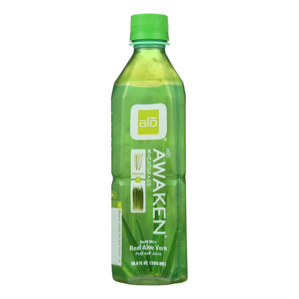 Alo Original Awaken Aloe Vera Juice Drink  - Wheatgrass - Case Of 12 - 16.9 Fl Oz. - Lakehouse Foods