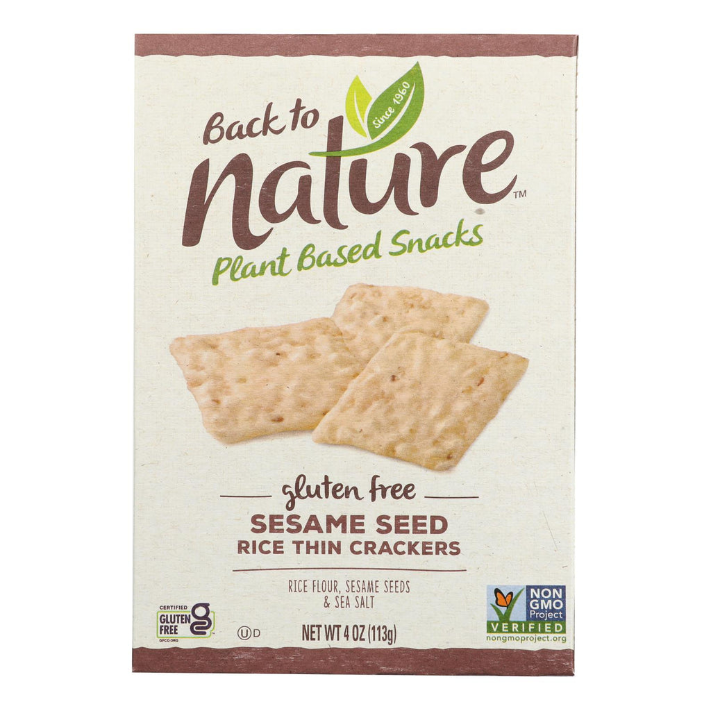 Back To Nature Sesame Seed Rice Thin Crackers - Rice And Sesame Seeds - Case Of 12 - 4 Oz. - Lakehouse Foods