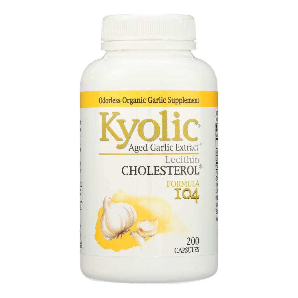 Kyolic - Aged Garlic Extract Cholesterol Formula 104 - 200 Capsules - Lakehouse Foods