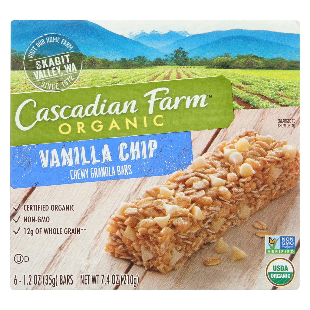 Cascadian Farm Organic Chewy Granola Bars - Vanilla Chip - Case Of 12 - 7.4 Oz. - Lakehouse Foods