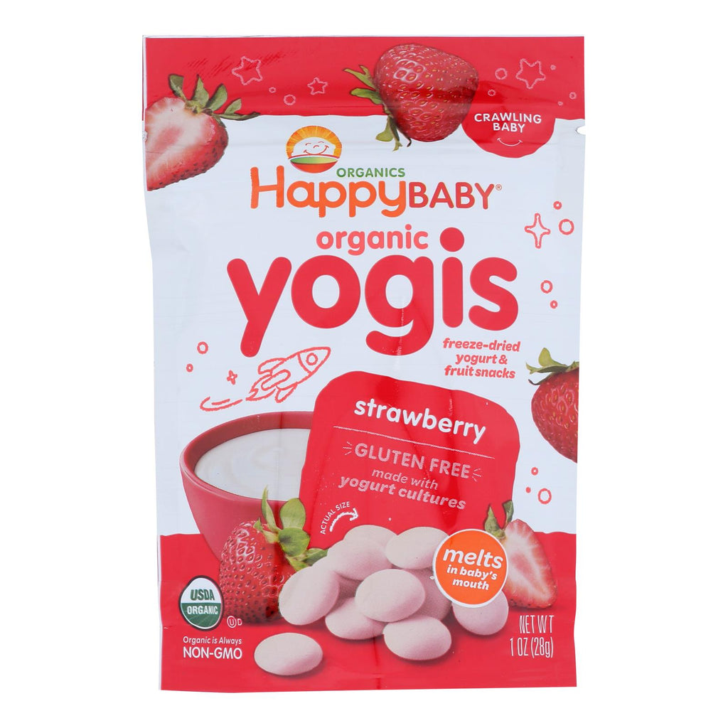 Happy Baby Happy Yogis Organic Superfoods Yogurt And Fruit Snacks Strawberry - 1 Oz - Case Of 8 - Lakehouse Foods