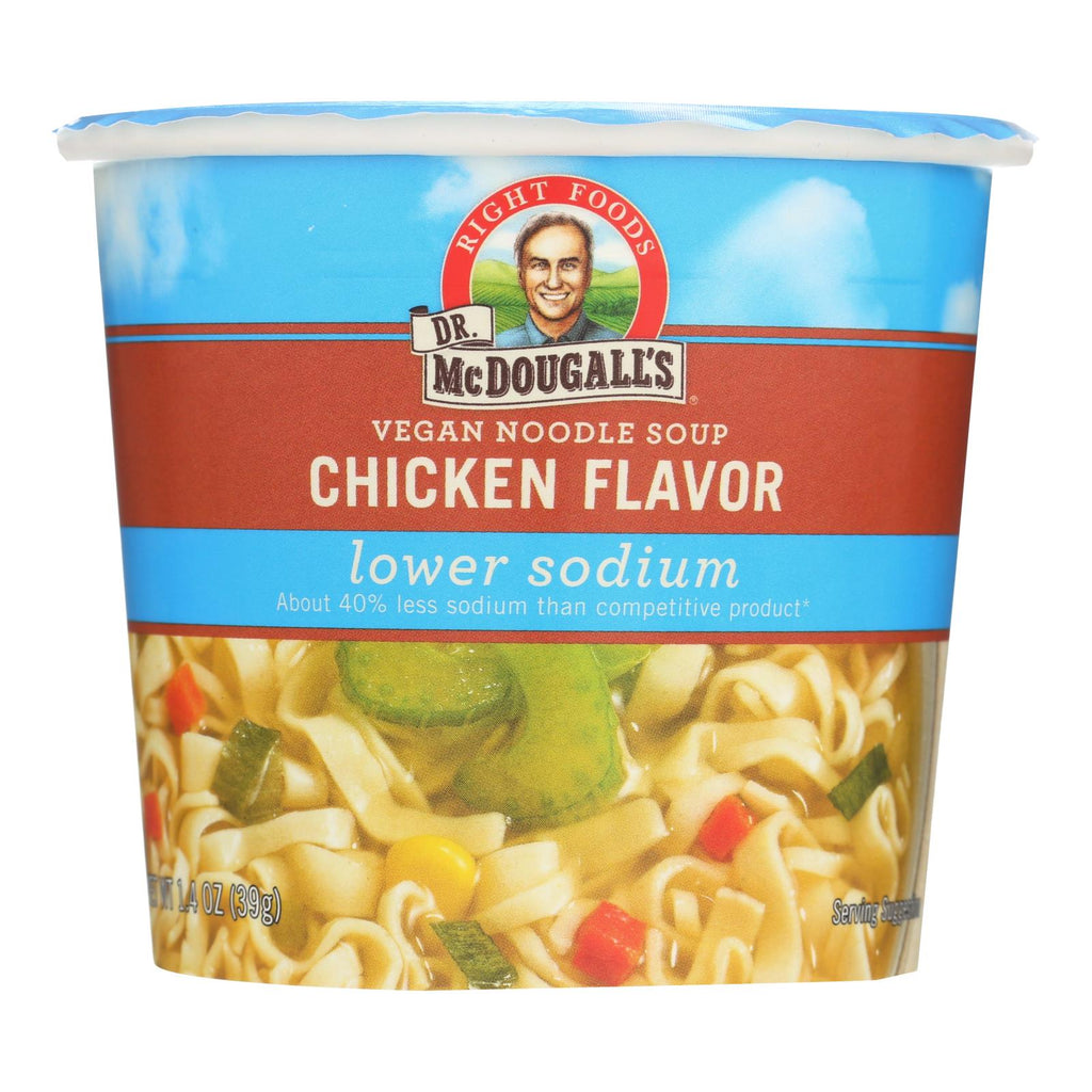 Dr. Mcdougall's Vegan Noodle Lower Sodium Soup Cup - Chicken - Case Of 6 - 1.4 Oz. - Lakehouse Foods