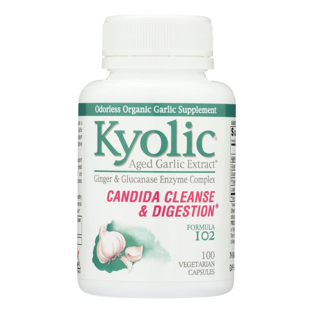 Kyolic - Aged Garlic Extract Candida Cleanse And Digestion Formula 102 - 100 Vegetarian Capsules - Lakehouse Foods