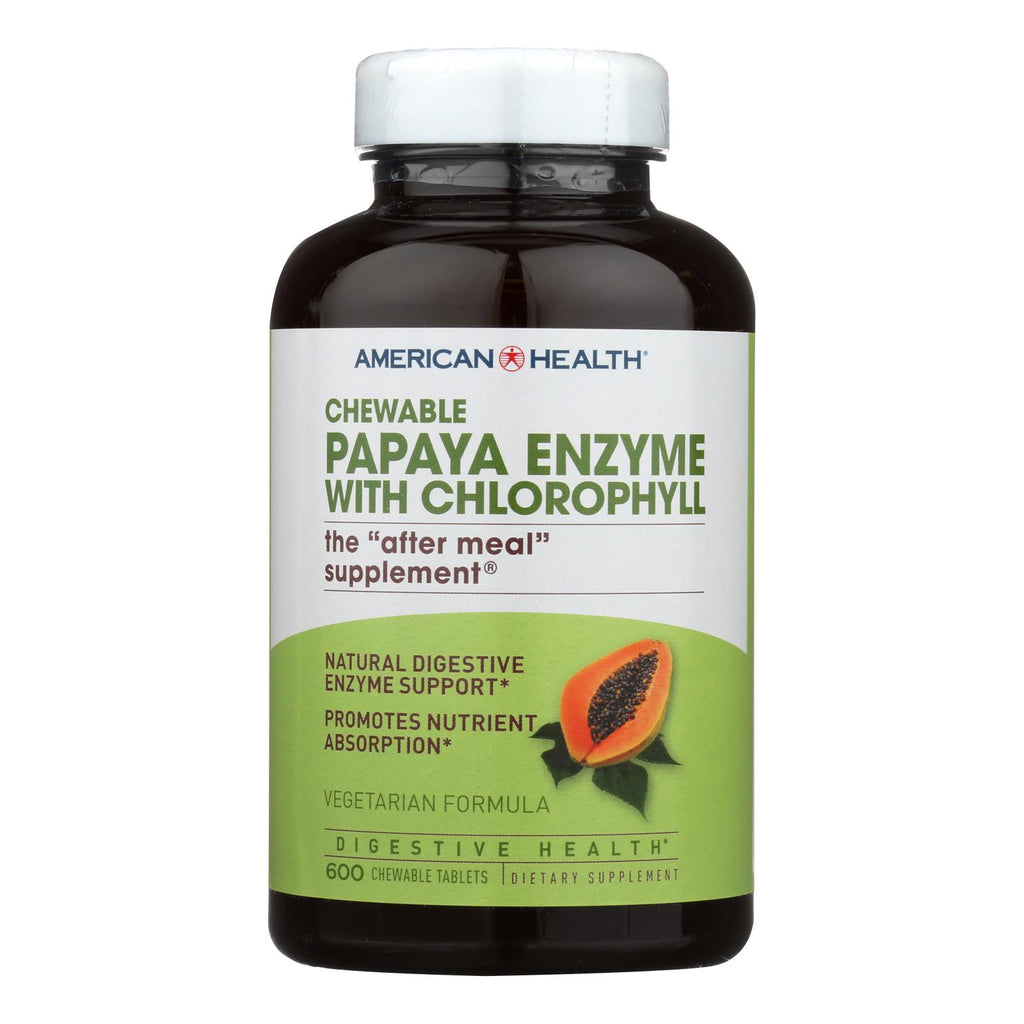American Health - Papaya Enzyme With Chlorophyll Chewable - 600 Chewable Tablets - Lakehouse Foods