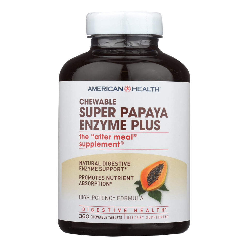 American Health - Super Papaya Enzyme Plus Chewable - 360 Chewable Tablets - Lakehouse Foods