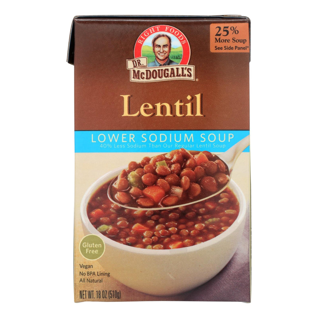 Dr. Mcdougall's Lentil Lower Sodium Soup - Case Of 6 - 18 Oz. - Lakehouse Foods