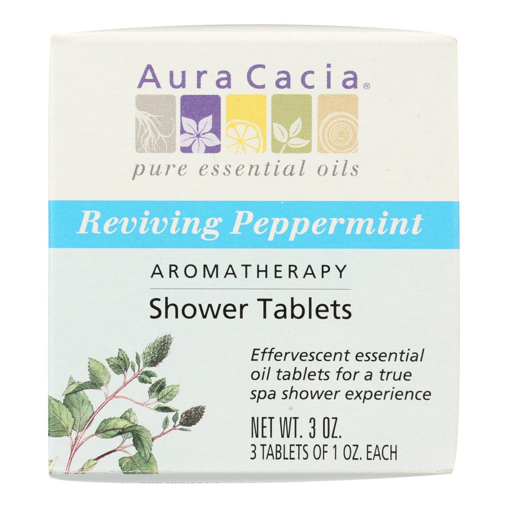 Aura Cacia - Reviving Aromatherapy Shower Tablets Peppermint - 3 Tablets - Lakehouse Foods