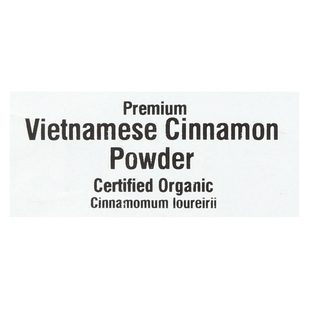 Frontier Herb Cinnamon - Organic - Ground - Vietnamese - 5 Percent Oil - Bulk - 1 Lb - Lakehouse Foods