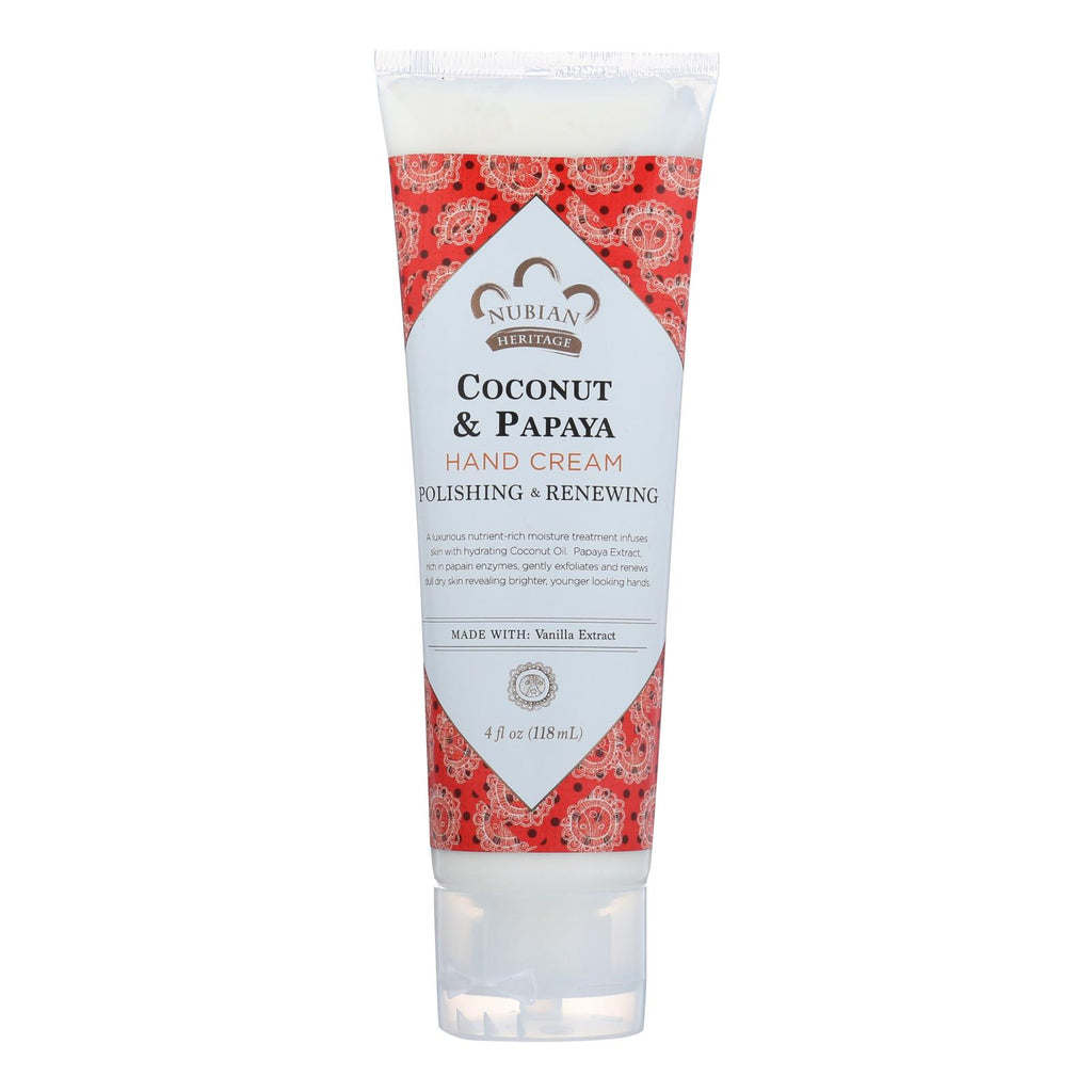 Nubian Heritage Hand Cream - Coconut & Papaya - 4 Oz - Lakehouse Foods