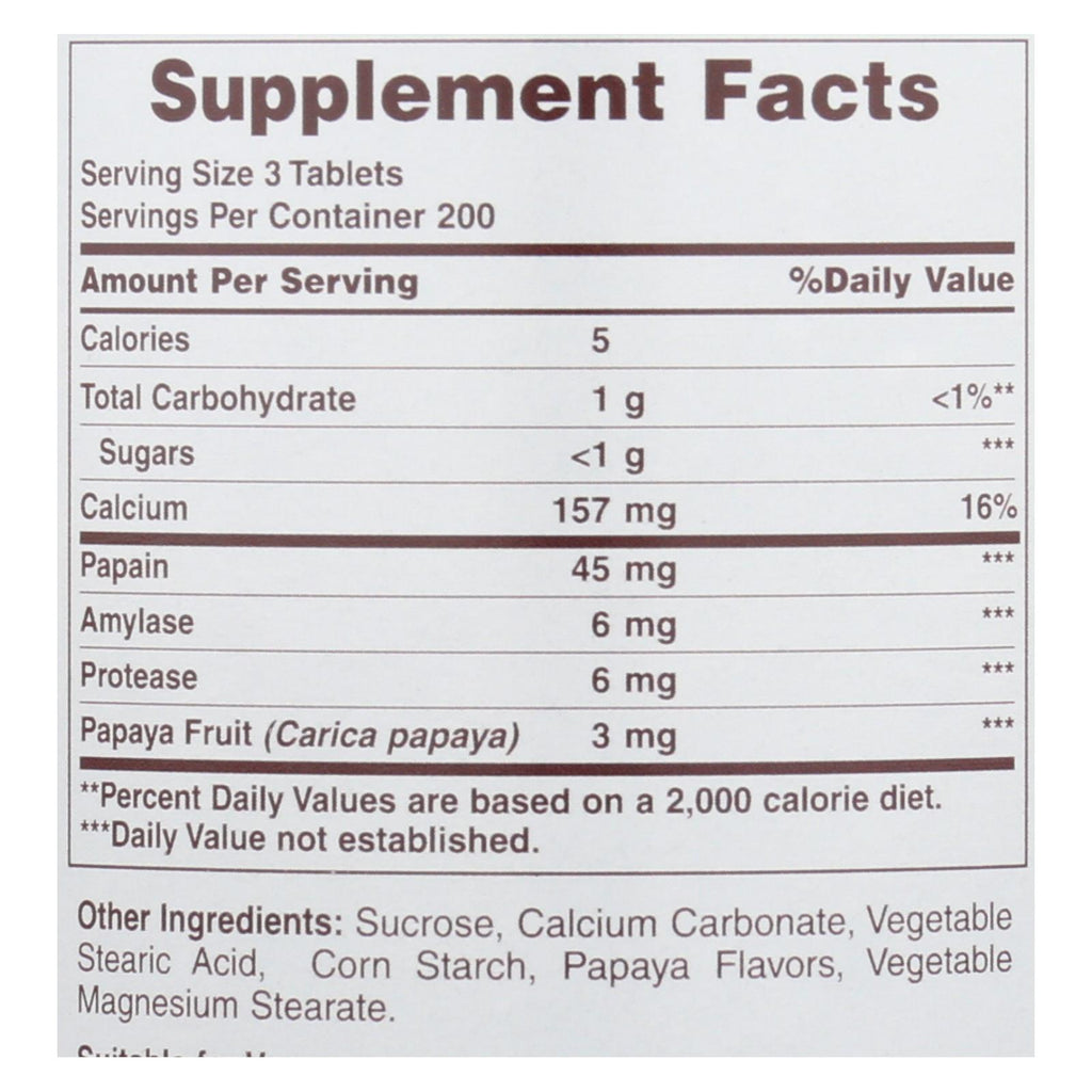 American Health - Original Papaya Enzyme Chewable - 600 Tablets - Lakehouse Foods