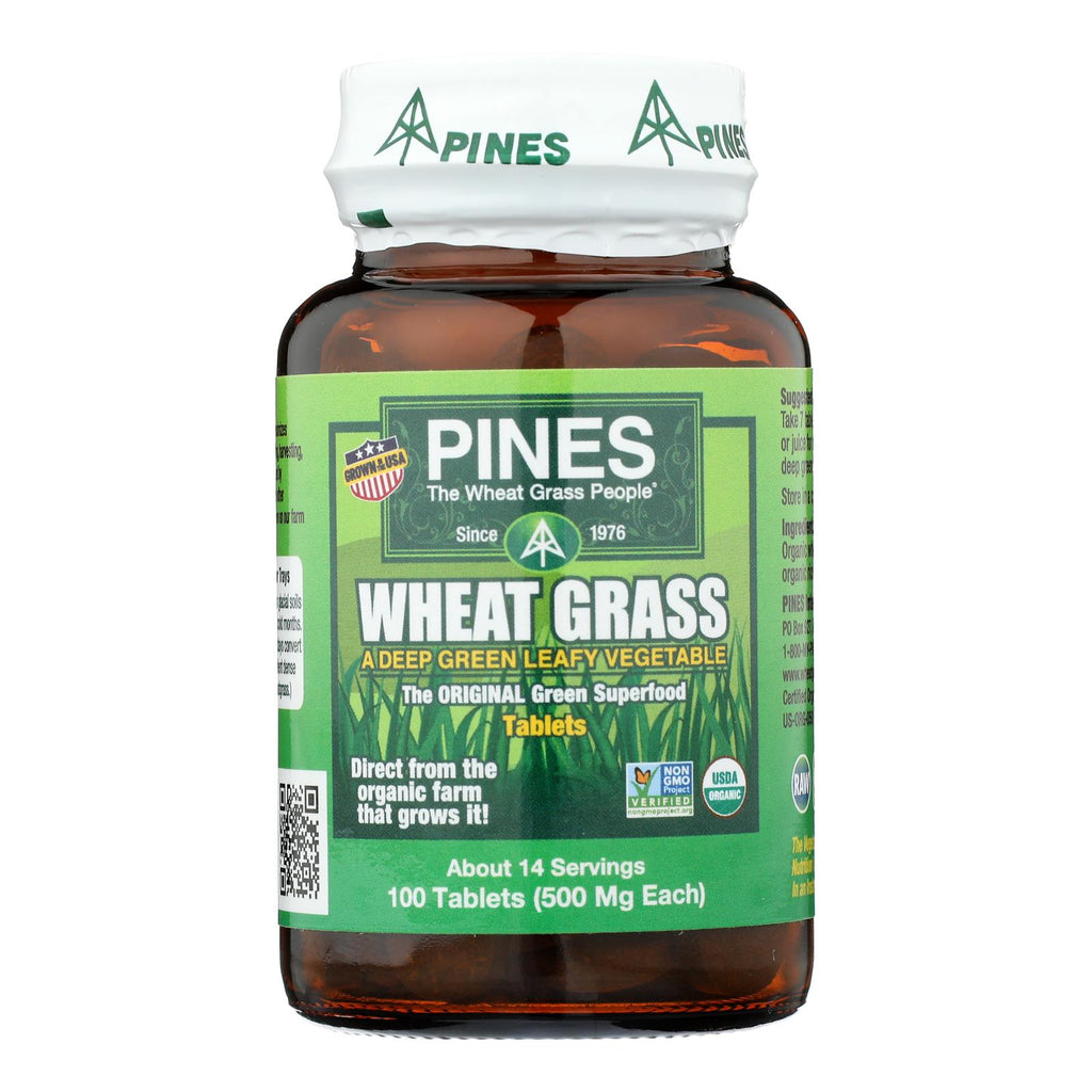 Pines International Organic Wheat Grass - 500 Mg - 100 Tablets - Lakehouse Foods