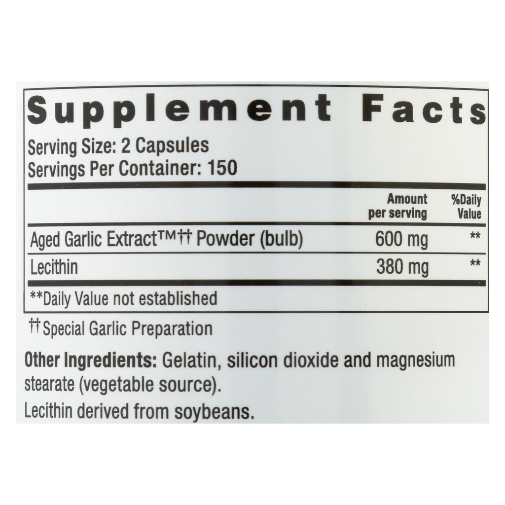 Kyolic - Aged Garlic Extract Cholesterol Formula 104 - 300 Capsules - Lakehouse Foods