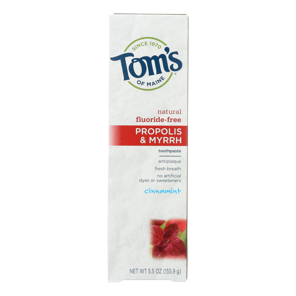 Tom's Of Maine Propolis And Myrrh Toothpaste Cinnamint - 5.5 Oz - Case Of 6 - Lakehouse Foods