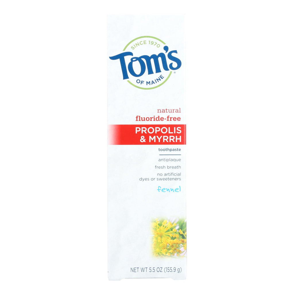 Tom's Of Maine Propolis And Myrrh Toothpaste Fennel - 5.5 Oz - Case Of 6 - Lakehouse Foods