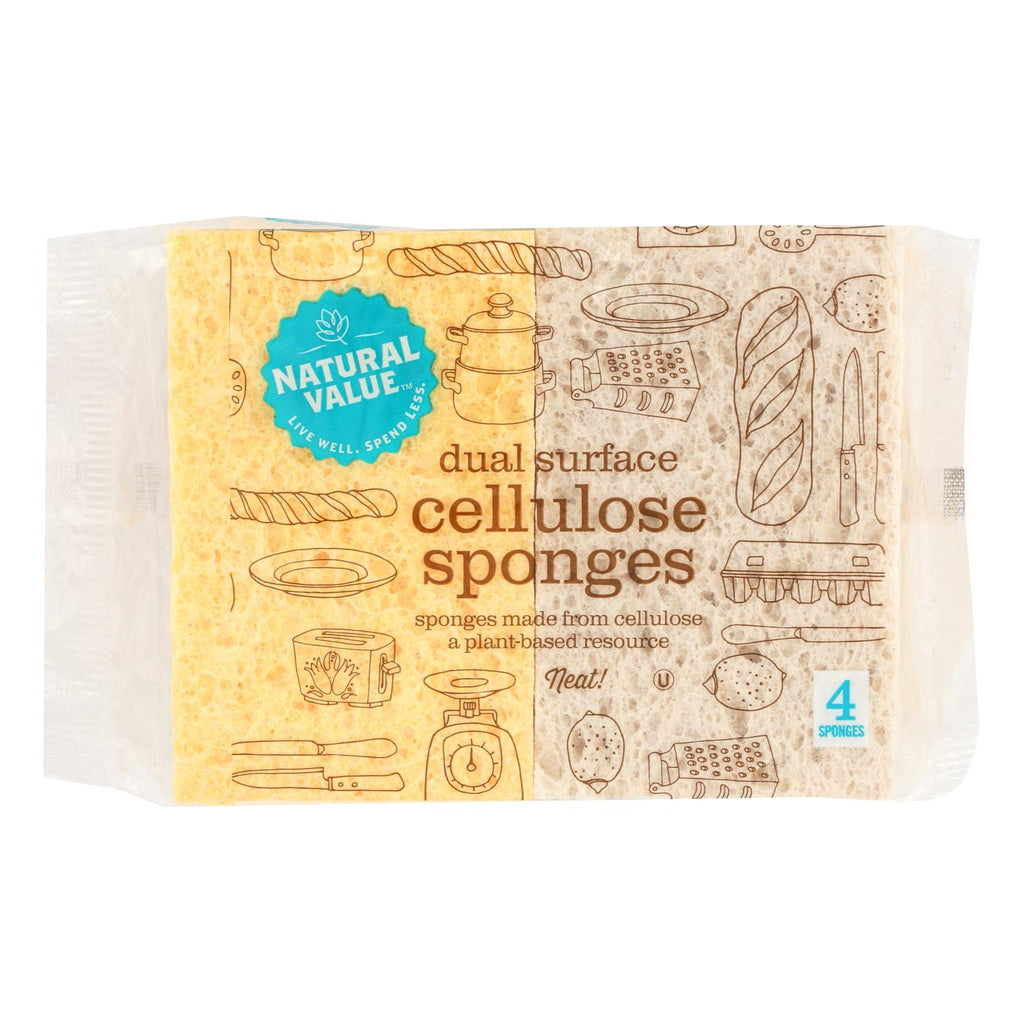 Natural Value Dual Surface Cellulose Sponges - Case Of 24 - 4 Count - Lakehouse Foods