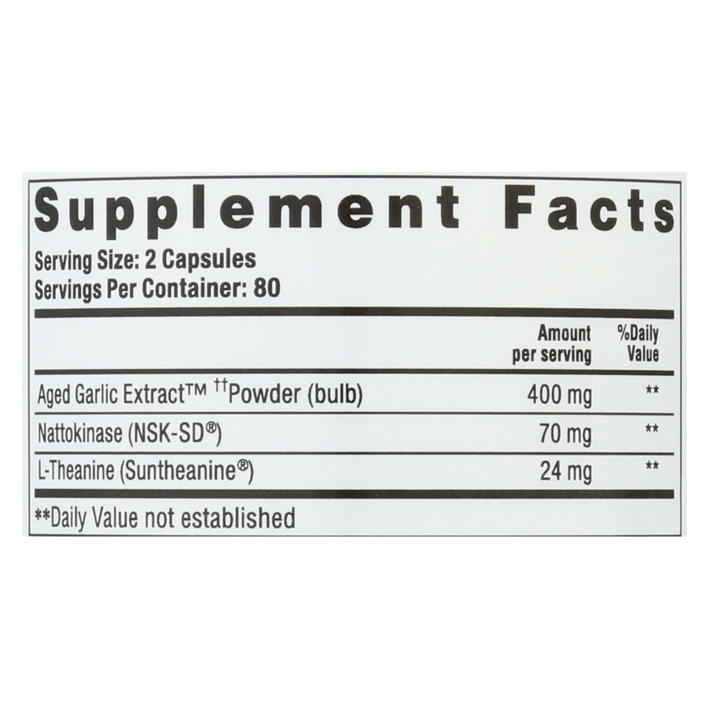 Kyolic - Aged Garlic Extract Blood Pressure Health Formula 109 - 160 Capsules - Lakehouse Foods
