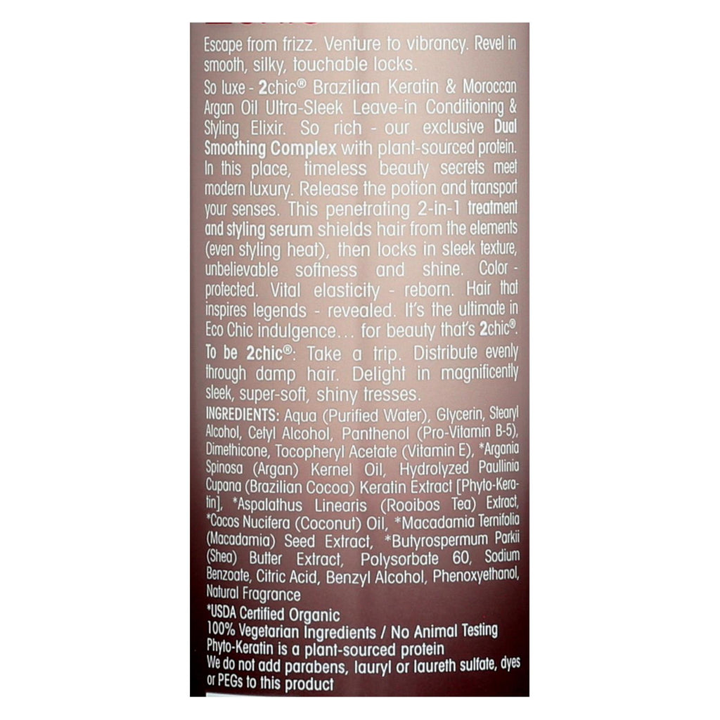 Giovanni 2chic Ultra-sleek Leave-in Conditioning And Styling Elixir With Brazilian Keratin And Argan Oil - 4 Fl Oz - Lakehouse Foods