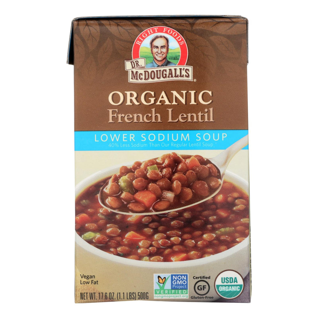 Dr. Mcdougall's Organic French Lentil Lower Sodium Soup - Case Of 6 - 17.6 Oz. - Lakehouse Foods