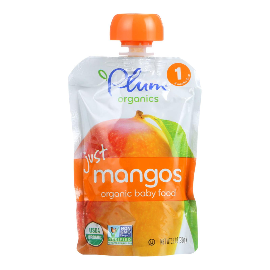 Plum Organics Just Fruit - Organic - Mangoes - Stage 1 - 4 Months And Up - 3.5 Oz - Case Of 6 - Lakehouse Foods