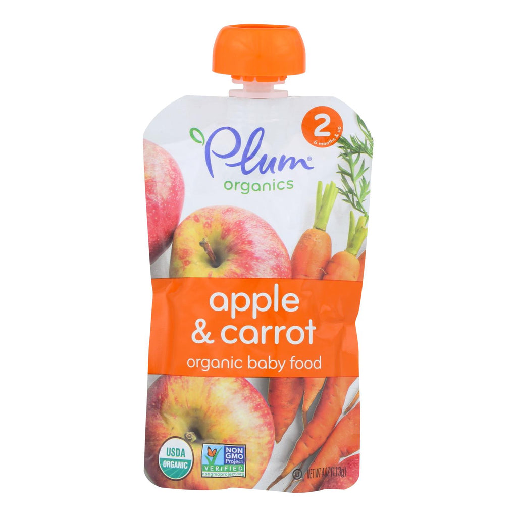 Plum Organics Baby Food - Organic -apple And Carrot - Stage 2 - 6 Months And Up - 3.5 .oz - Case Of 6 - Lakehouse Foods