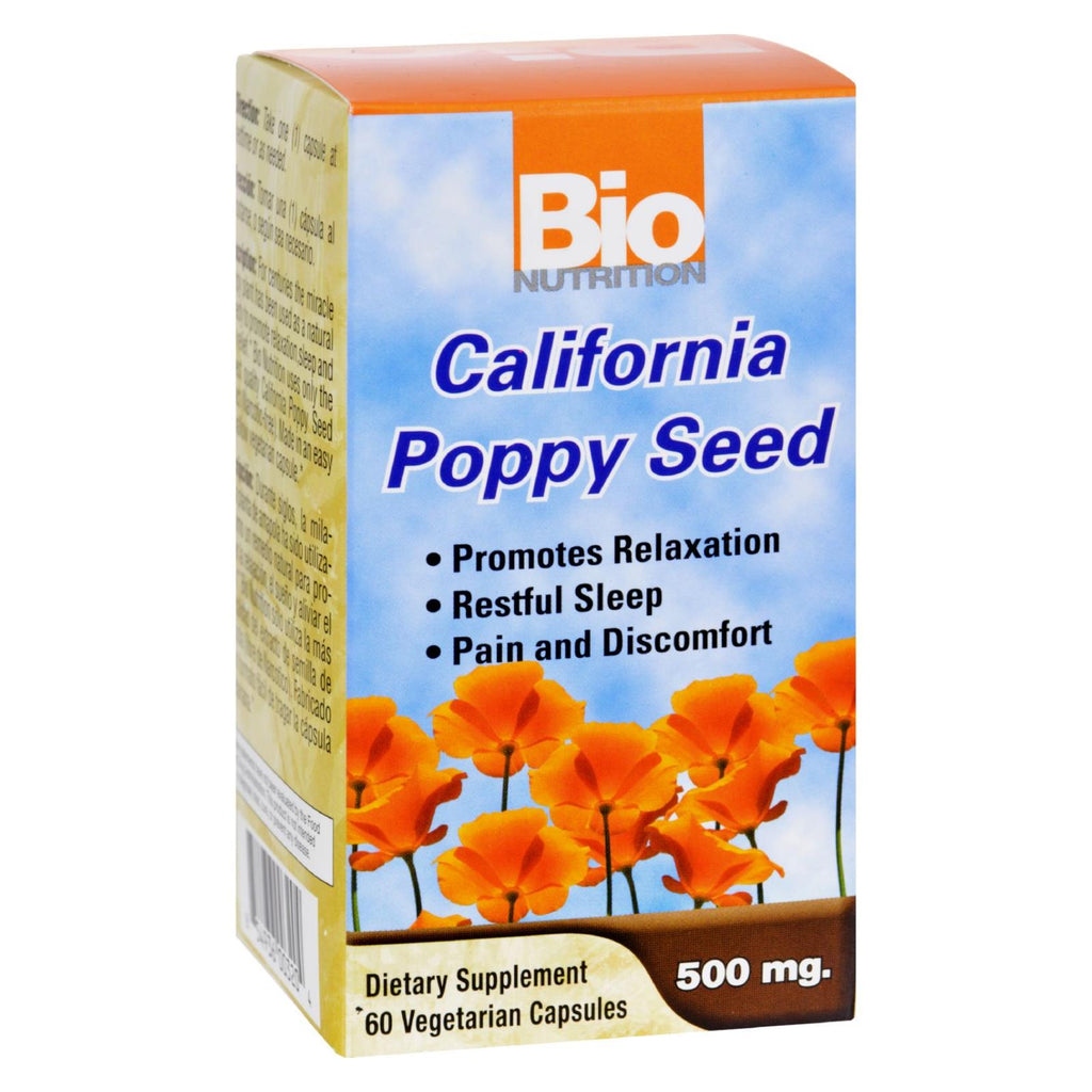 Bio Nutrition - California Poppy Seed - 500 Mg - 60 Vegetarian Capsules - Lakehouse Foods
