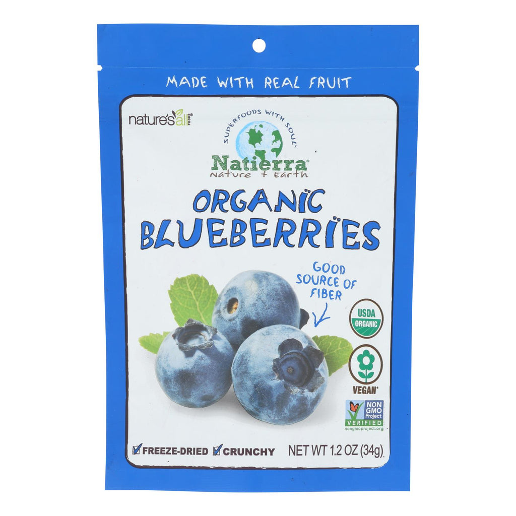 Natierra Fruit - Organic - Freeze Dried - Blueberries - 1.2 Oz - Case Of 12 - Lakehouse Foods