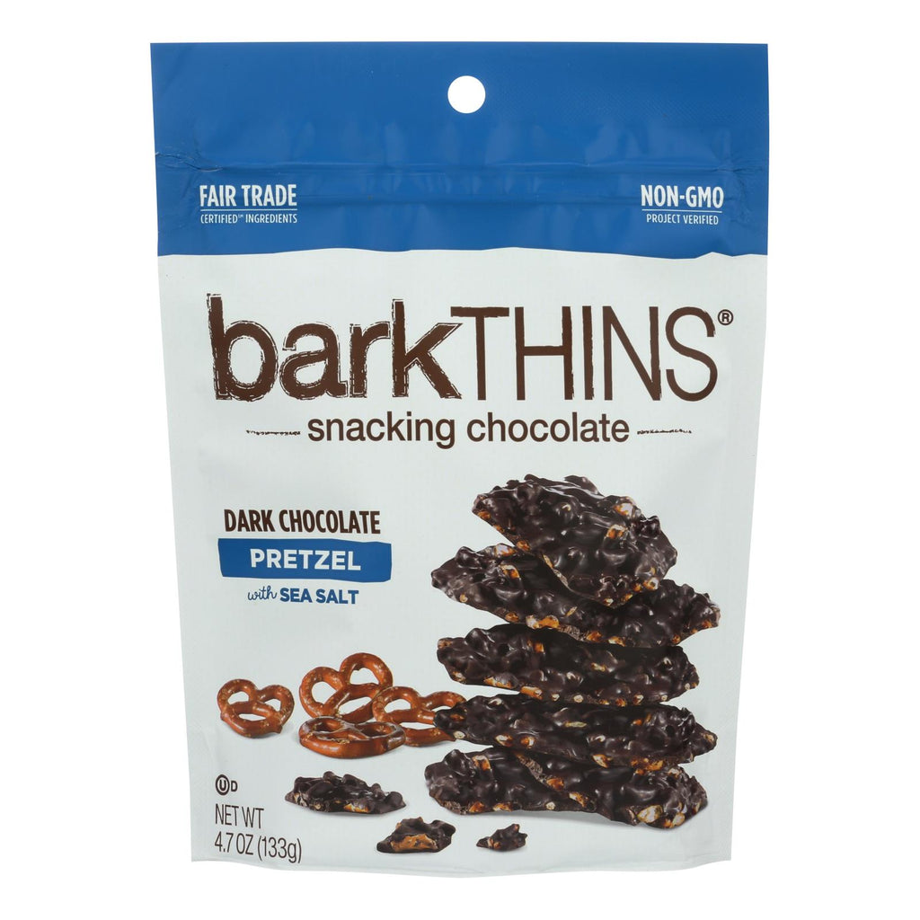 Bark Thins Dark Chocolate - Pretzel With Sea Salt - Case Of 12 - 4.7 Oz. - Lakehouse Foods