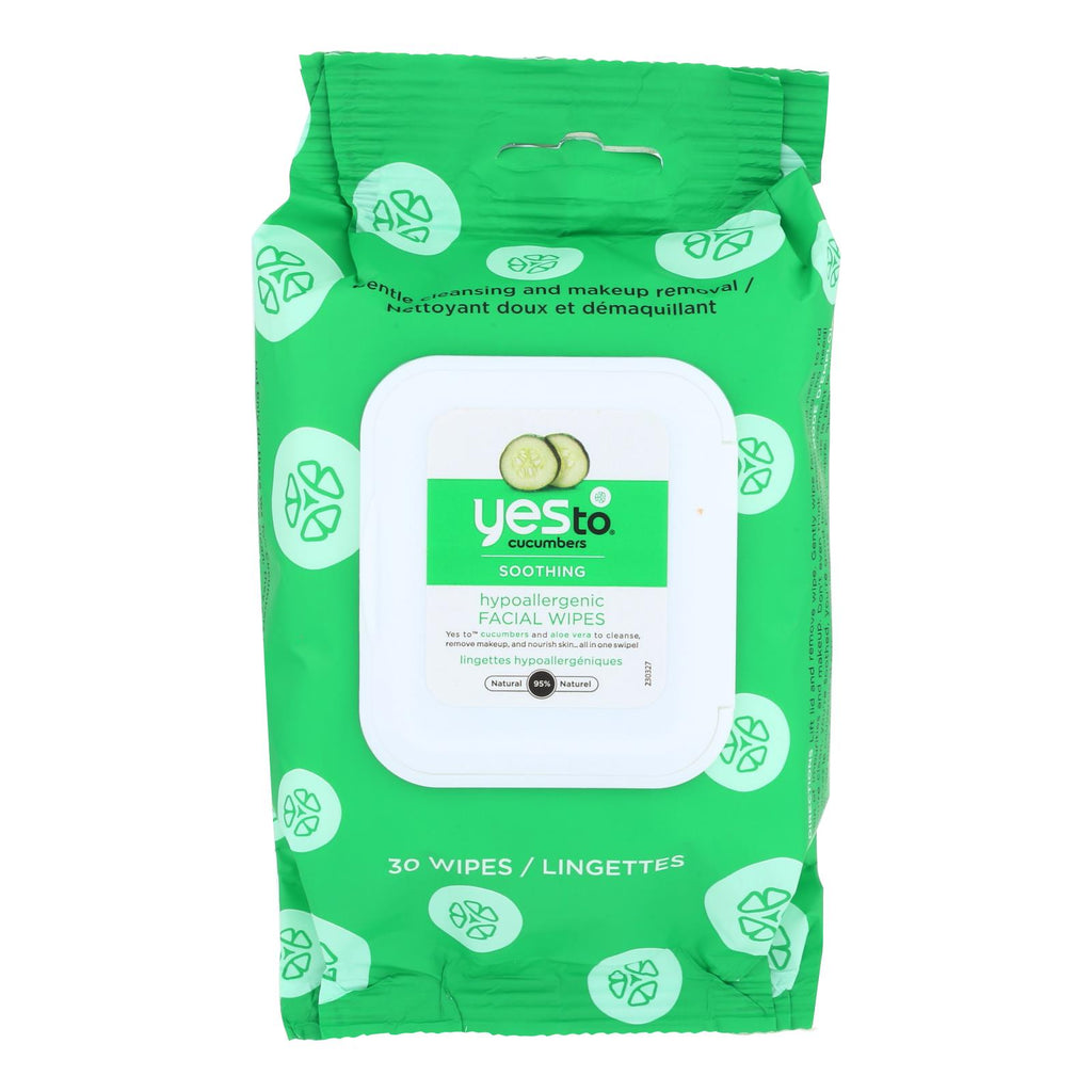 Yes To Cucumbers Facial Towelettes - Soothing - Hypoallergenic - 30 Count - Case Of 3 - Lakehouse Foods