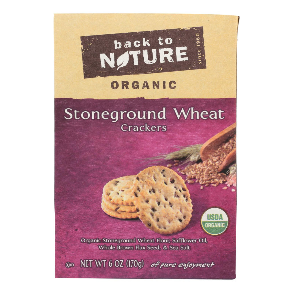 Back To Nature Crackers - Organic Stoneground Wheat - Case Of 6 - 6 Oz. - Lakehouse Foods
