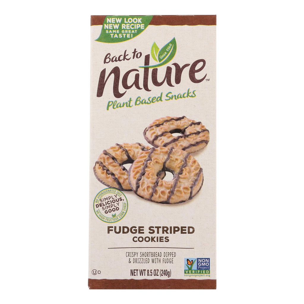 Back To Nature Cookies - Fudge Striped Shortbread - 8.5 Oz - Case Of 6 - Lakehouse Foods