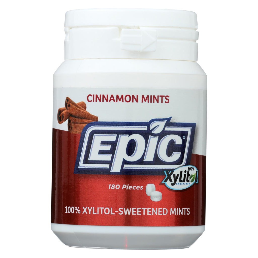 Epic Dental - Xylitol Mints - Cinnamon Xylitol Bottle - 180 Ct - Lakehouse Foods