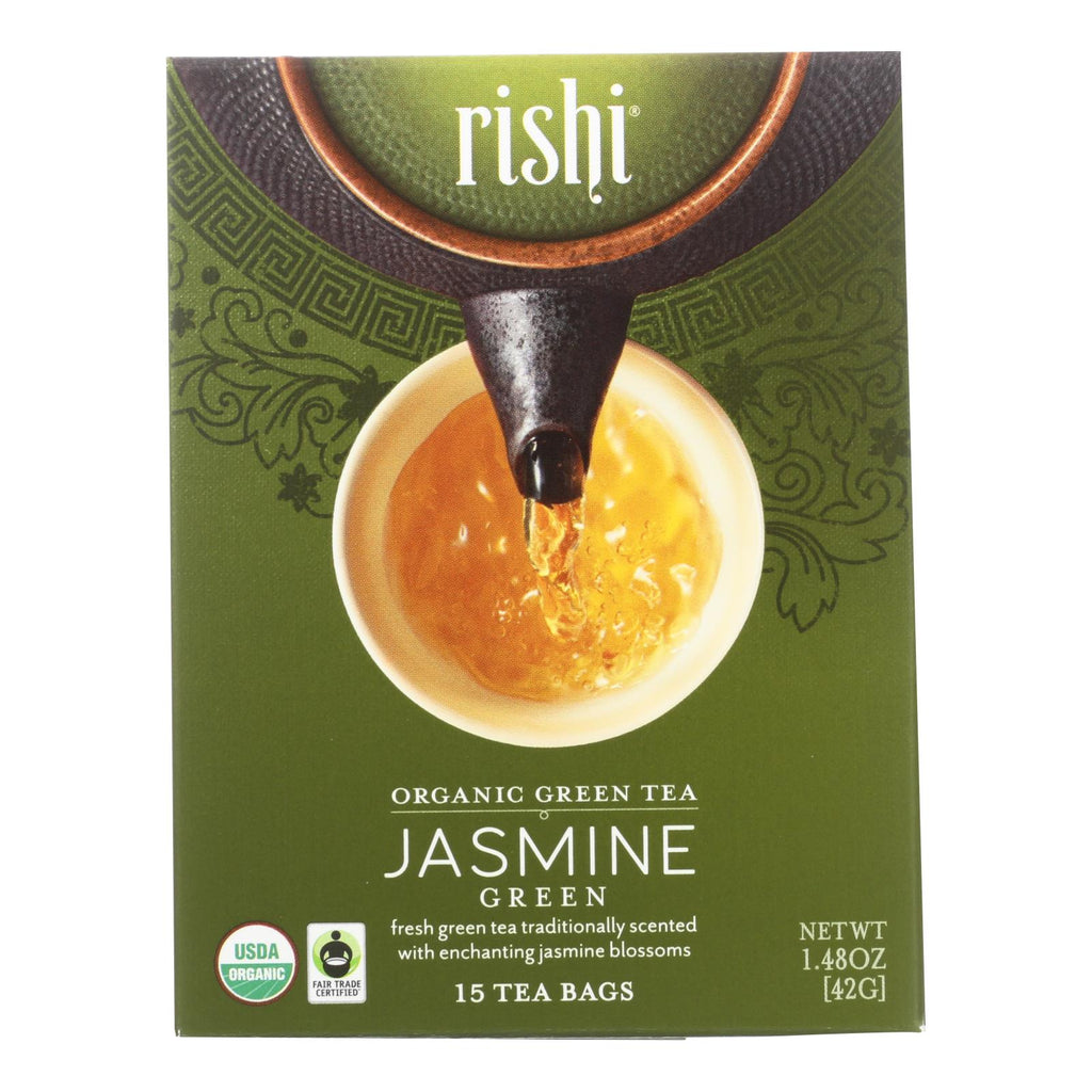 Rishi Organic Green Tea - Jasmine - Case Of 6 - 15 Bags - Lakehouse Foods