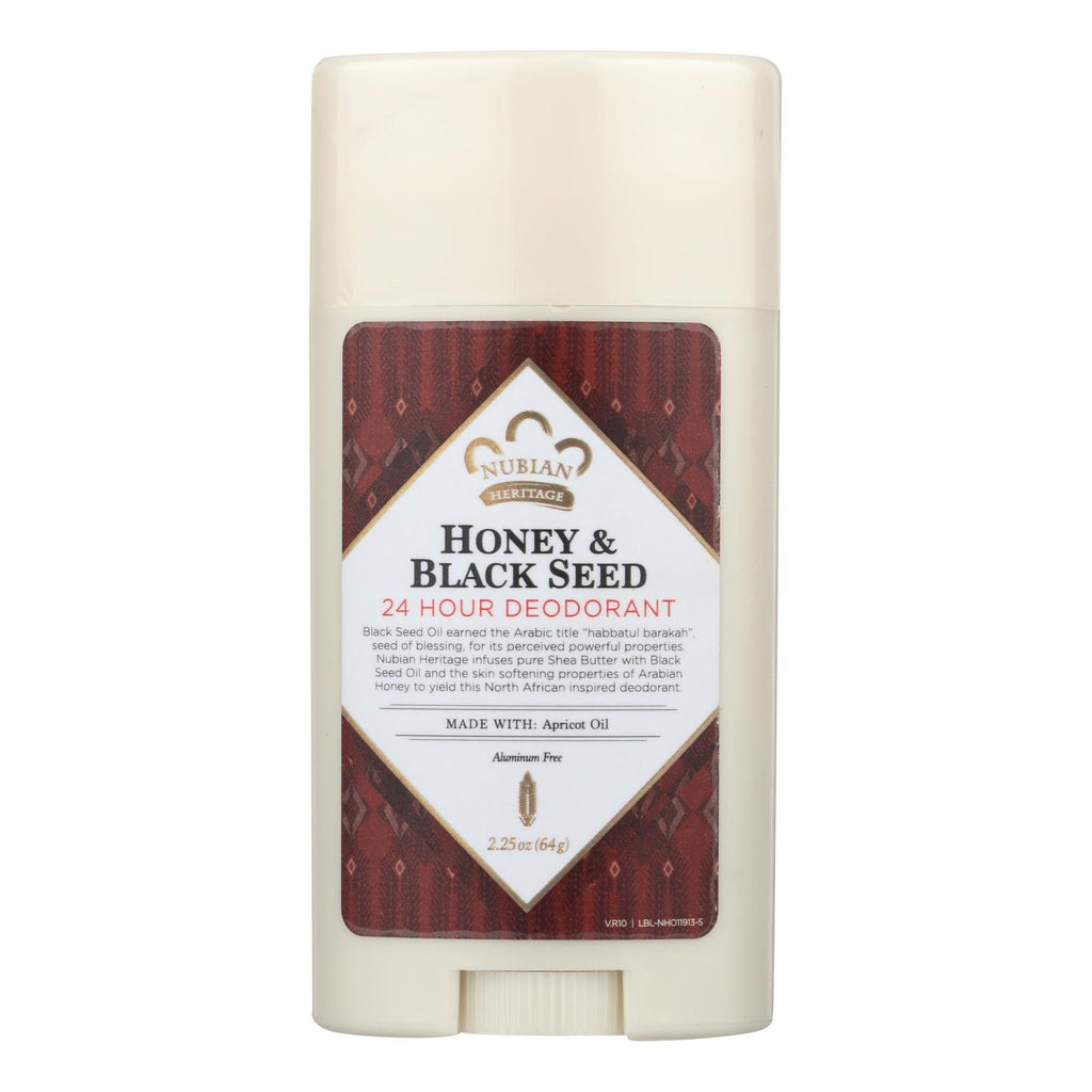 Nubian Heritage Deodorant - All Natural - 24 Hour - Honey And Black Seed - 2.25 Oz - 1 Each - Lakehouse Foods