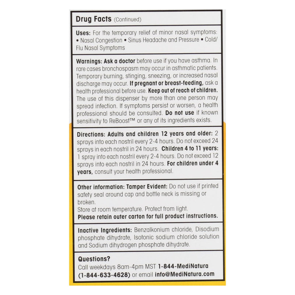 Reboost Nasal Spray - Decongestion - 20 Ml - Lakehouse Foods