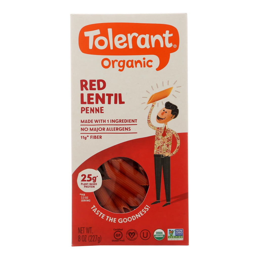 Tolerant Organic Pasta - Red Lentil Penne - Case Of 6 - 8 Oz. - Lakehouse Foods