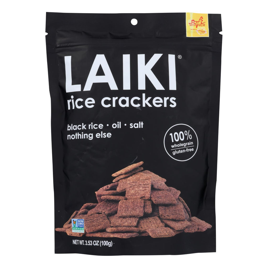 Laiki Rice Crackers - Black - Case Of 8 - 3.5 Oz. - Lakehouse Foods