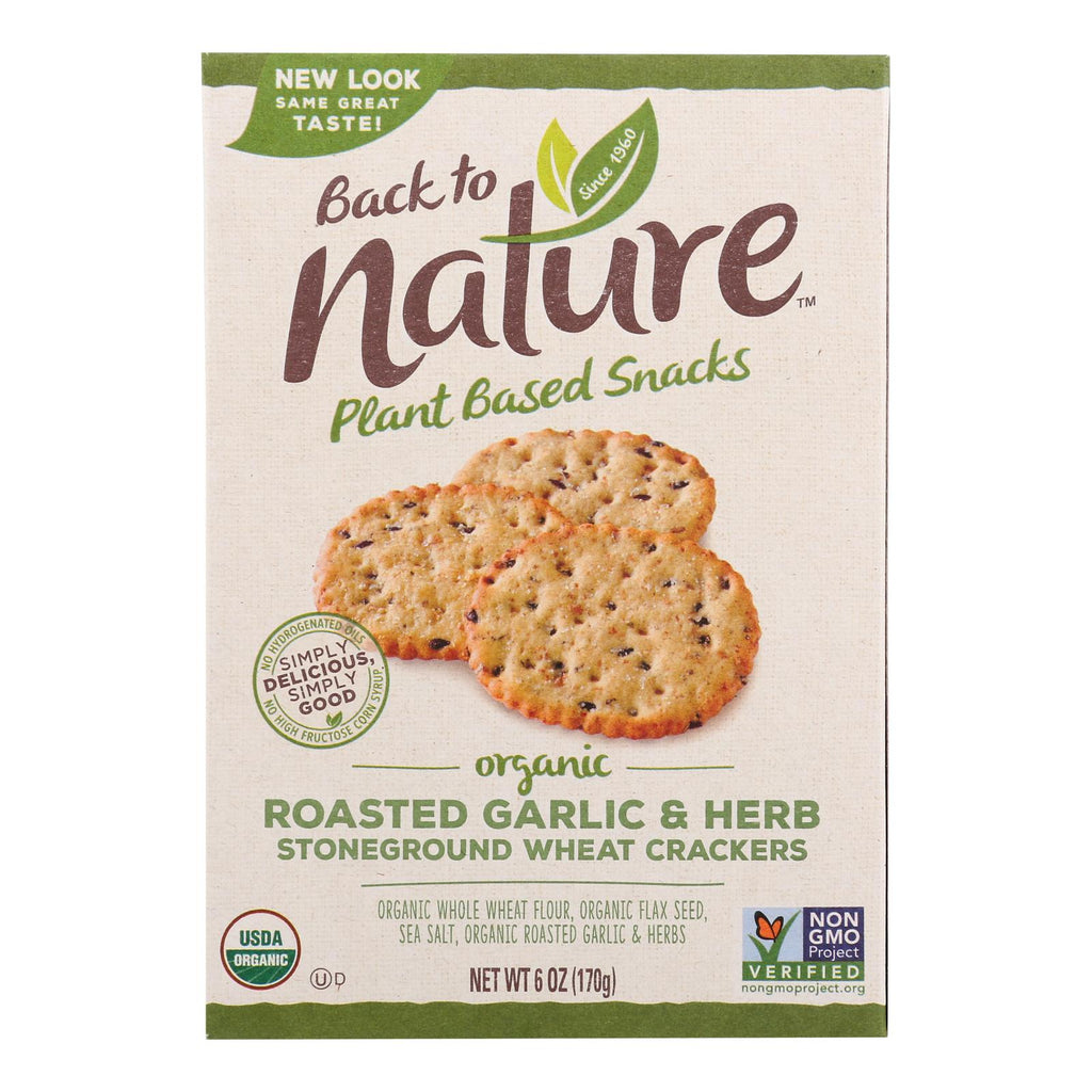 Back To Nature Crackers - Roasted Garlic And Herb Stoneground Wheat - Case Of 6 - 6 Oz. - Lakehouse Foods