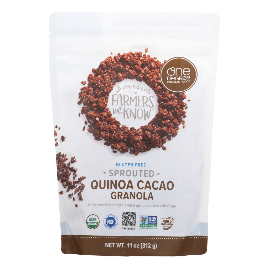 One Degree Organic Foods Quinoa Cacao Granola - Sprouted Oat - Case Of 6 - 11 Oz. - Lakehouse Foods