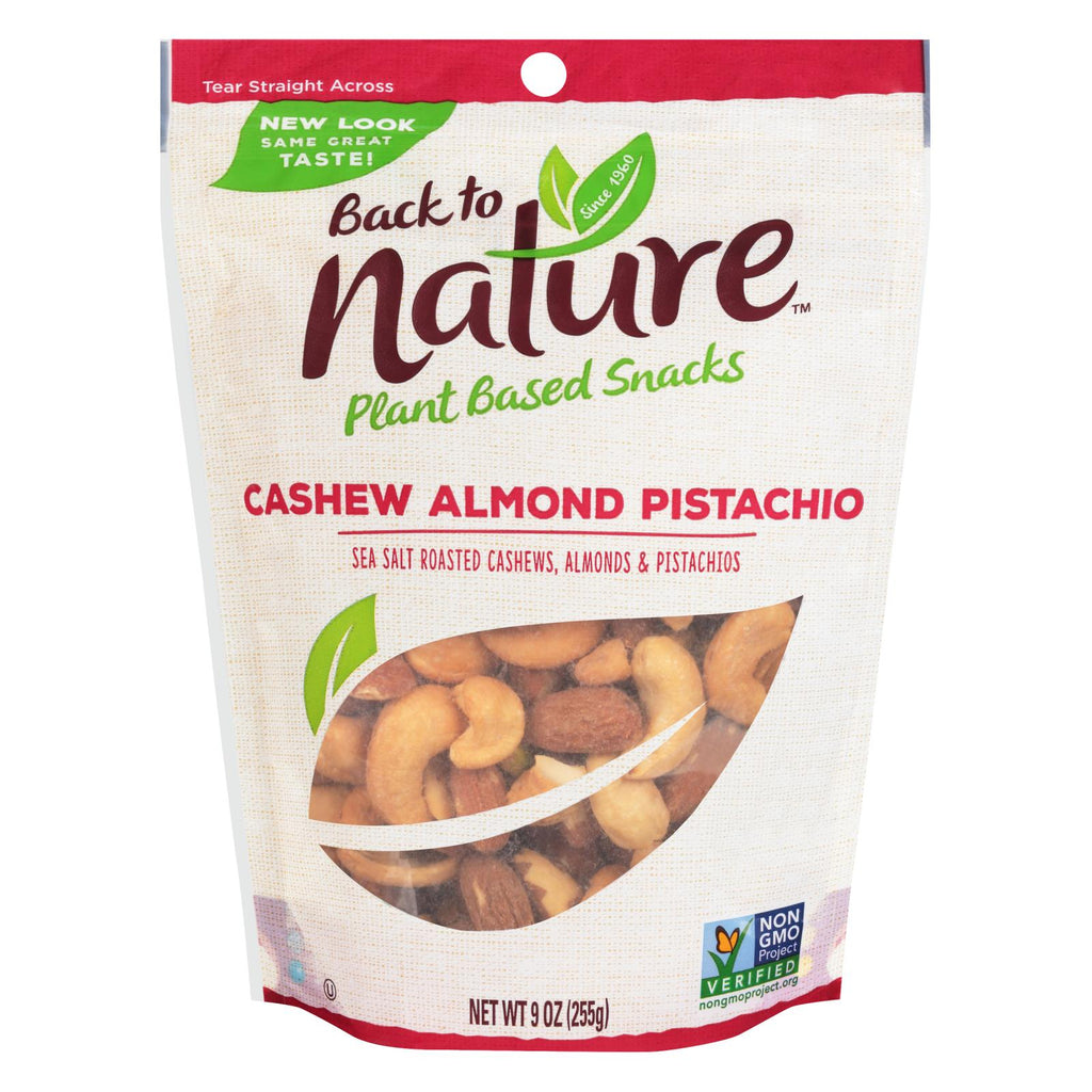 Back To Nature Cashew Almond Pistachio Mix - Case Of 9 - 9 Oz. - Lakehouse Foods