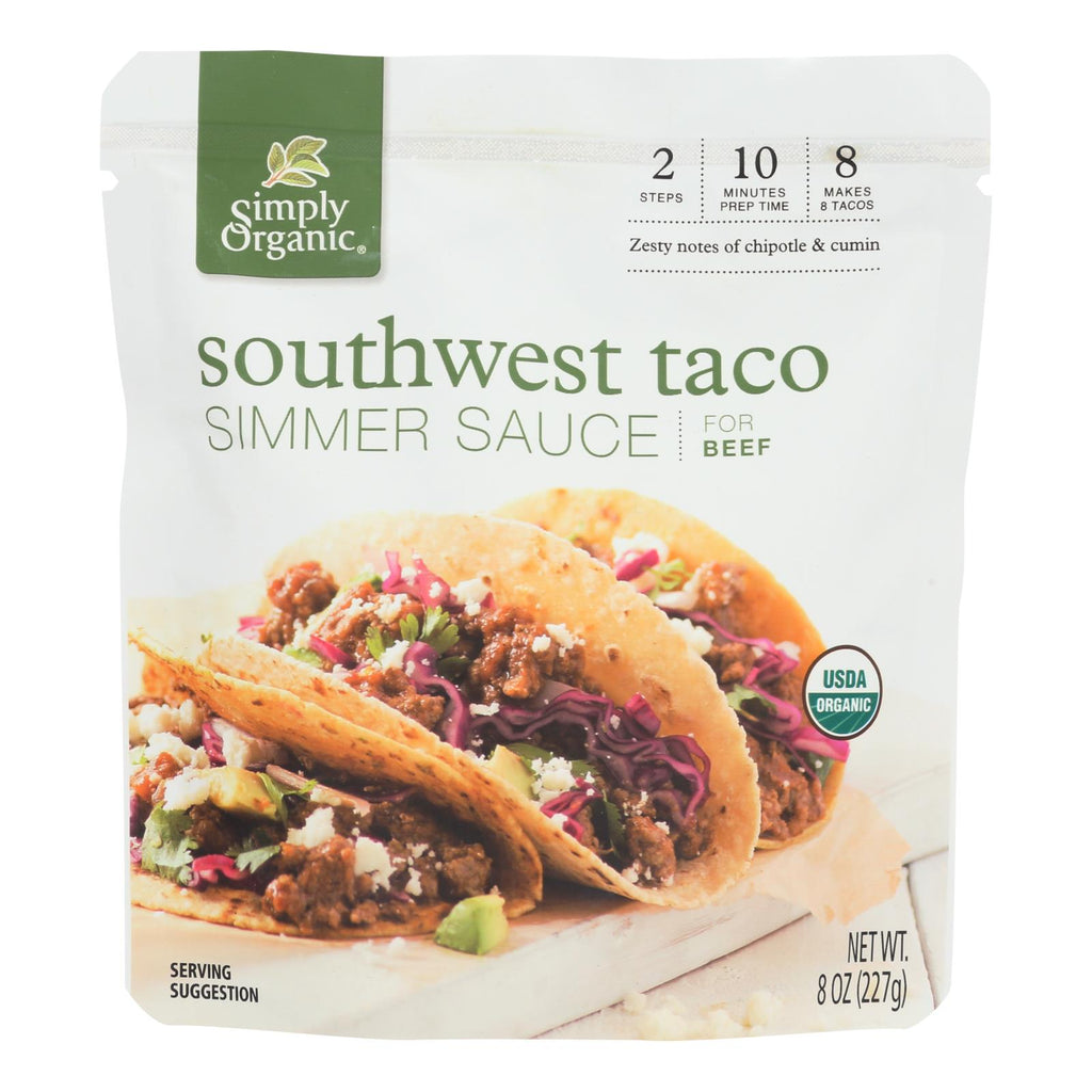 Simply Organic Simmer Sauce - Organic - Southwest Taco - Case Of 6 - 8 Oz - Lakehouse Foods