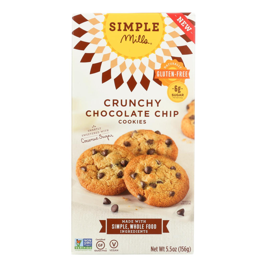 Simple Mills Cookies - Crunchy Chocolate Chip - Case Of 6 - 5.5 Oz - Lakehouse Foods