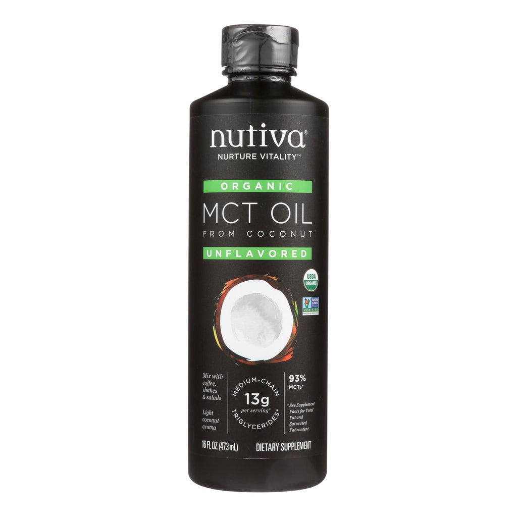 Nutiva 100% Organic Mct Oil - From Coconut - Unflavored - 16 Fl Oz - Lakehouse Foods