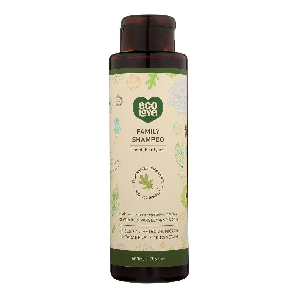 Ecolove Shampoo - Green Vegetables Family Shampoo For All Hair Types - Case Of 1 - 17.6 Fl Oz. - Lakehouse Foods