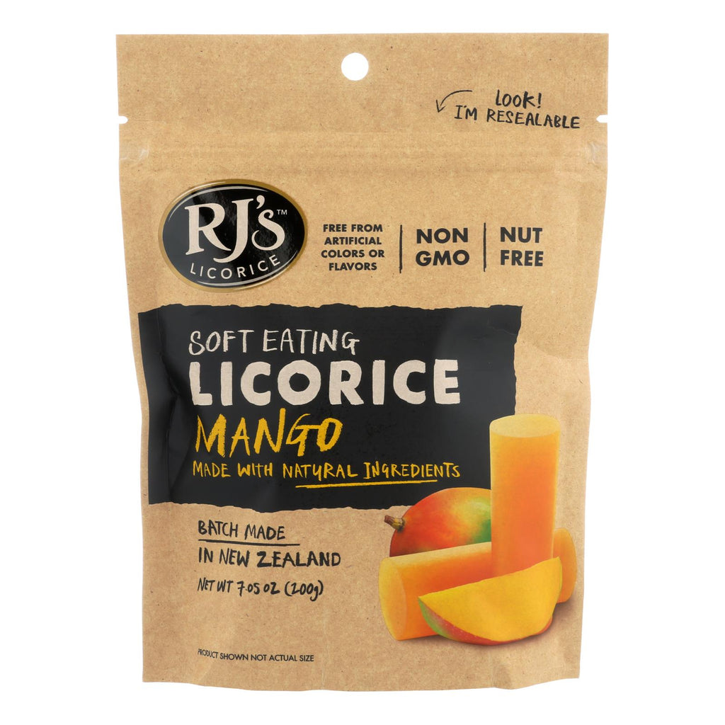 Rj's Licorice Soft Eating Licorice - Mango - Case Of 8 - 7.05 Oz - Lakehouse Foods