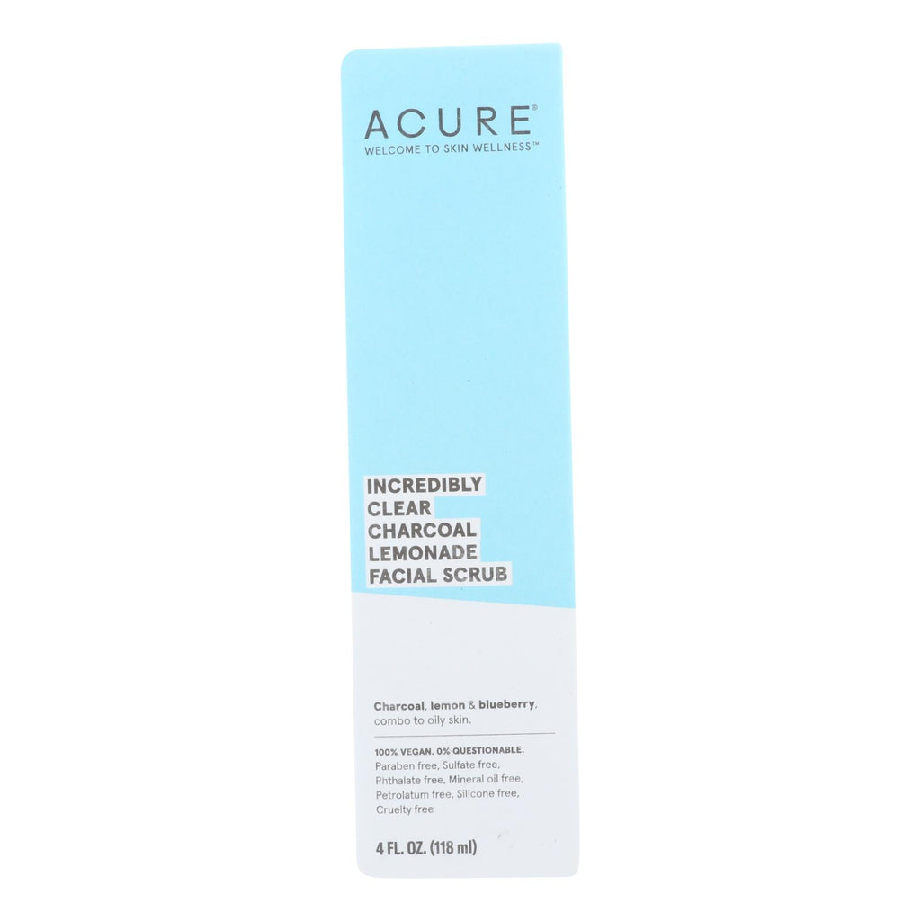 Acure - Charcoal Lemonade Facial Scrub - Incredibly Clear - 4 Fl Oz. - Lakehouse Foods