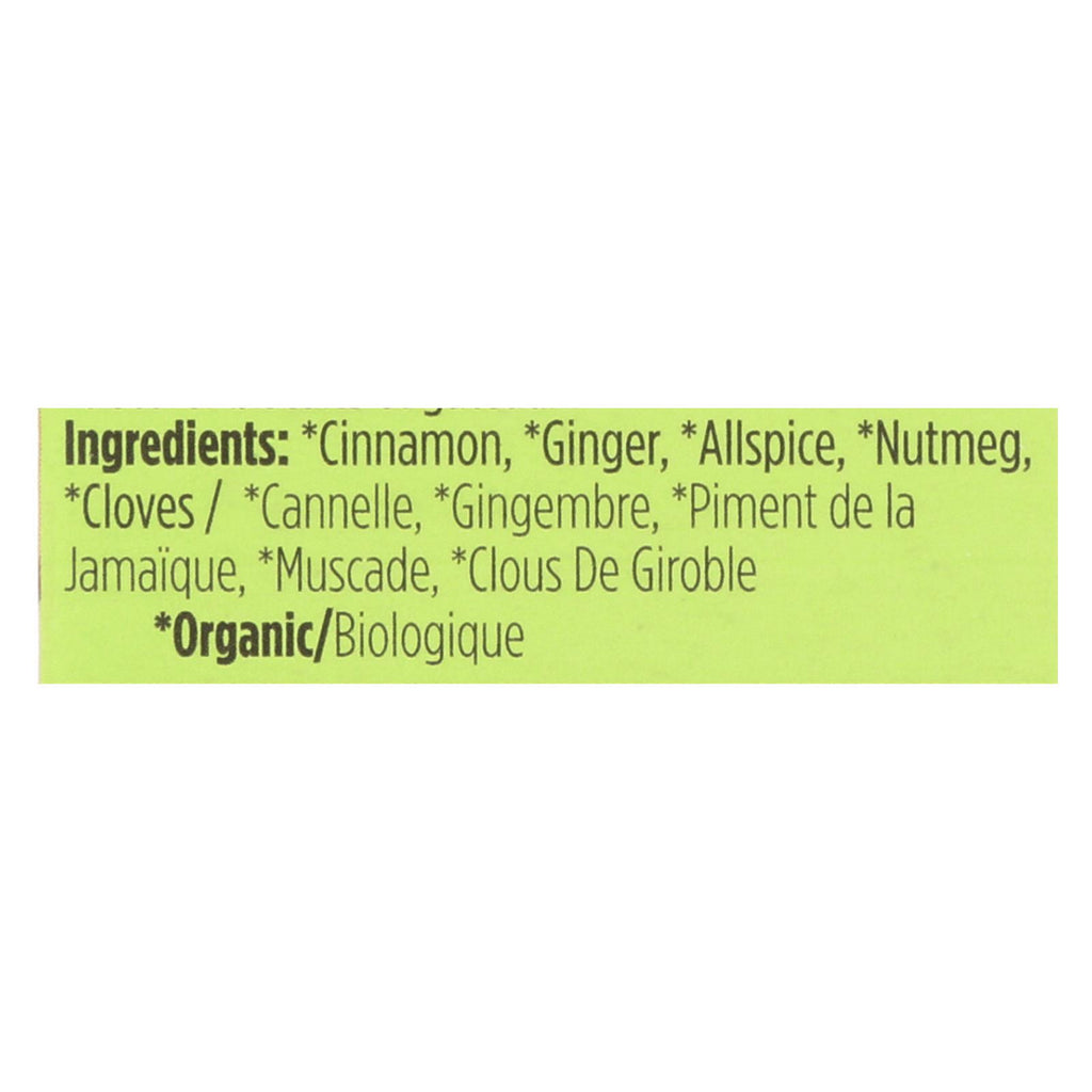 Spicely Organics - Organic Seasoning - Pumpkin Pie Spice - Case Of 6 - 0.35 Oz. - Lakehouse Foods