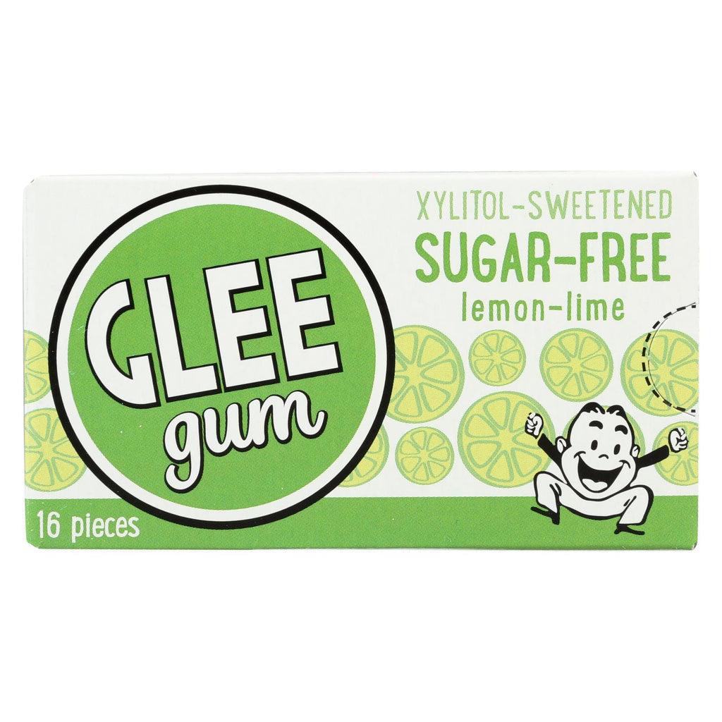 Glee Gum Chewing Gum - Lemon Lime - Sugar Free - Case Of 12 - 16 Pieces - Lakehouse Foods